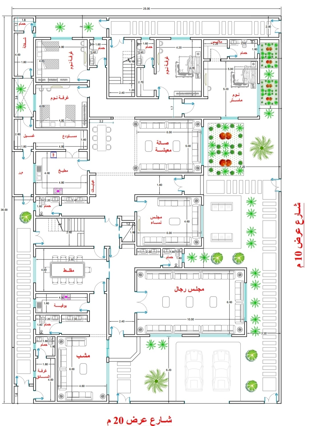 مخطط دور ارضي لفيلا بمساحة 750 متر مربع